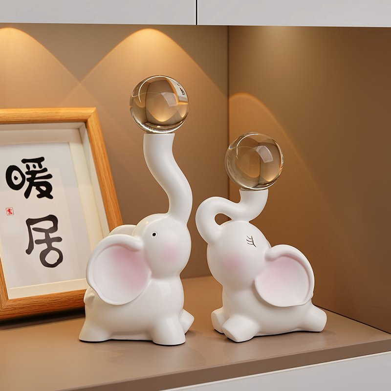 水晶球平安吉象摆件现代简约