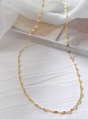 钛钢彩金锁骨链瓦片项链素鱼唇项链女百搭锁骨链吻链嘴唇链