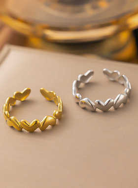 钛钢冷淡风爱心戒指开口可调节指环女时尚简约食指关节戒指女