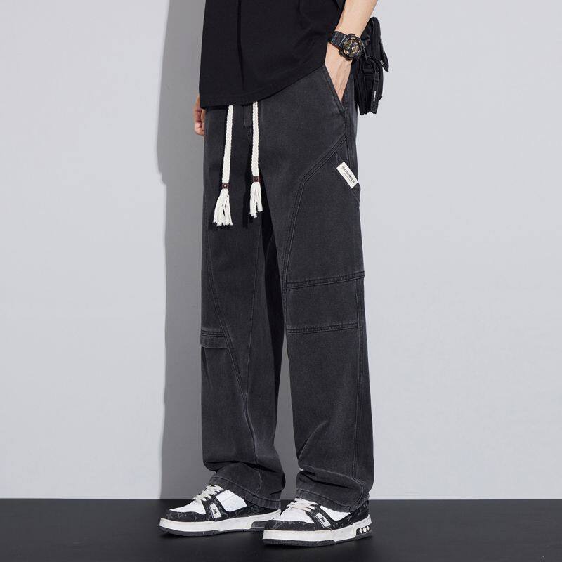26年春夏款Ciboy日系工装美式高街宽松高级拼接直筒男款牛仔裤潮