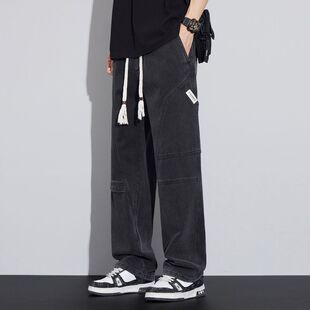 26年春夏款Ciboy日系工装美式高街宽松高级拼接直筒男款牛仔裤潮