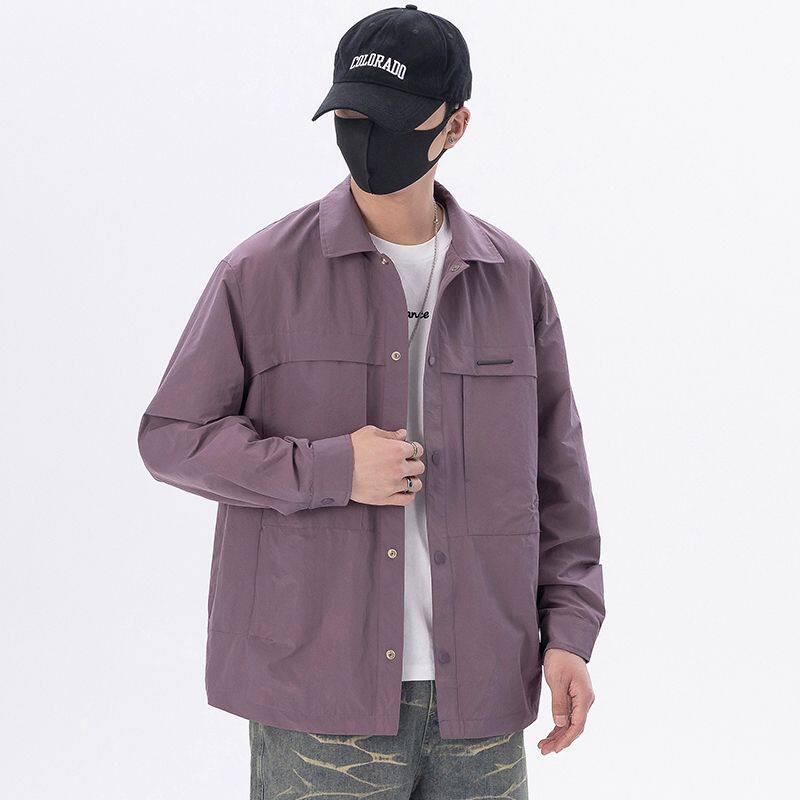 衬衫外套男士2025春季新款潮流男装翻领休闲外套春秋男春装上衣潮