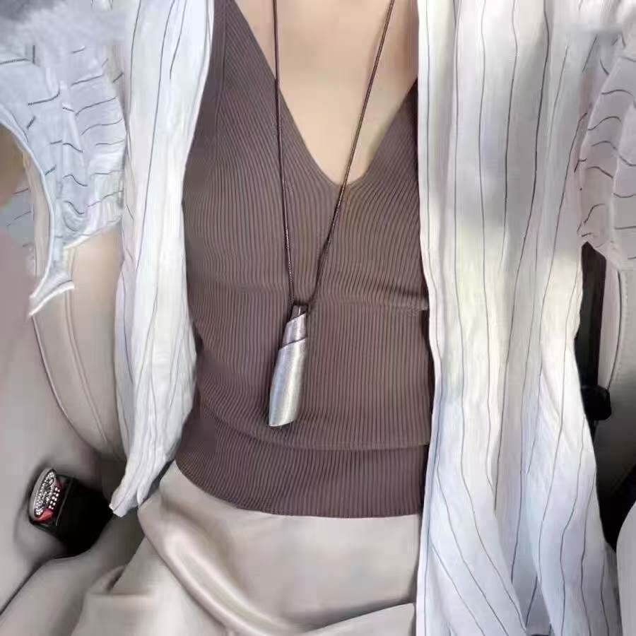 欧美金属水滴吊坠太钢简约时尚中性毛衣链长款女项链几何极简饰品