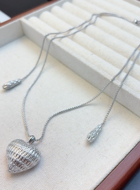 新款韩国ins轻奢精致桃心锆石爱心吊坠项链女小众复古百搭锁骨链