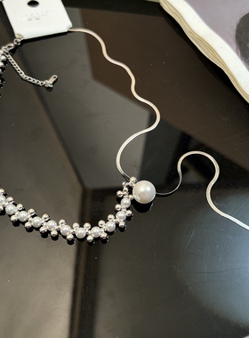 2025新款法式拼接珍珠吊坠项链