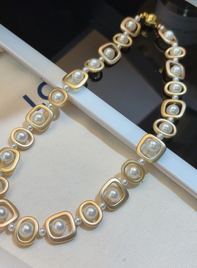 欧美珍珠项链女气质法式复古设计轻奢名媛高级感锁骨链