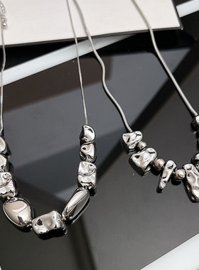 欧美小众设计感不规则金属项链