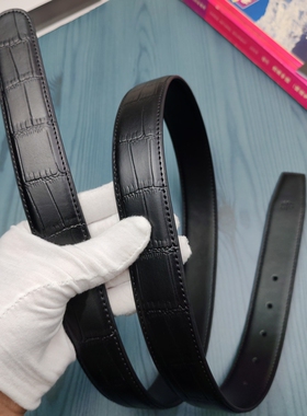 3.5无头皮带男士真皮牛皮裤腰带鳄鱼纹8字扣大牌平替打孔高档皮带