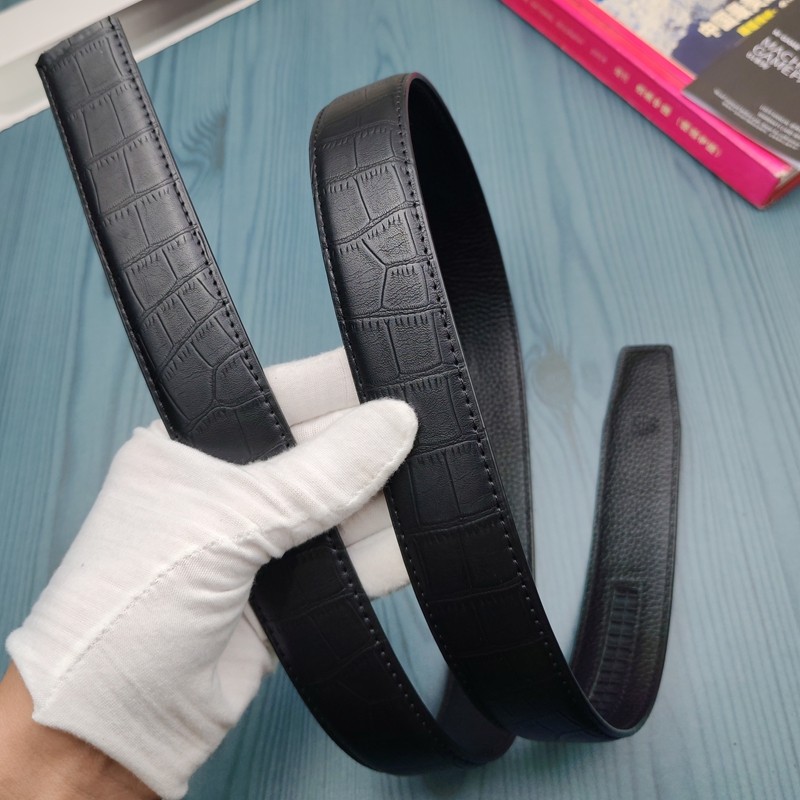 3.5无头自动扣皮带男士真皮牛皮鳄鱼纹卡槽滑扣皮带大牌高档腰带