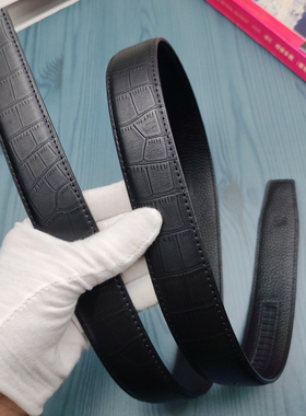 3.5无头自动扣皮带男士真皮牛皮鳄鱼纹卡槽滑扣皮带大牌高档腰带