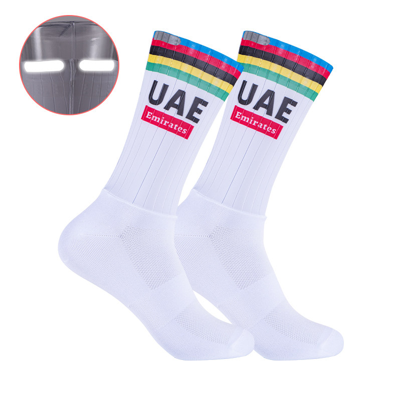 UAE Aero气动反光公路车运动骑行袜环法意专业队版男女中长筒透气