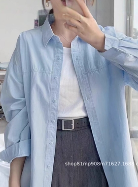 通勤开衫纯棉多色蓝色奶黄色衬衫女内搭叠穿长袖衬衣法式外套女