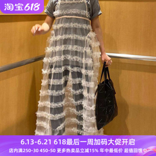 搬仓清货日系BIBIY甜美法式复古纱纱全蕾丝吊带长裙罩裙