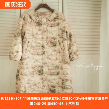 搬仓清货yuk1emon可爱童趣游乐园印花长款毛领棉衣棉服外套