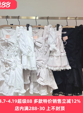 日系夏季黑雪白雪甜美量产型泡泡袖公主裙衣裙裤两件套装