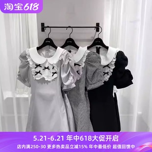 搬仓清货Meowchan日系P家甜美清楚系量产型蝴蝶结修身短袖套装