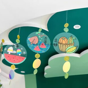 幼儿园挂饰透明pvc塑料绘画片圆形环创吊饰diy手工美术室涂鸦走廊