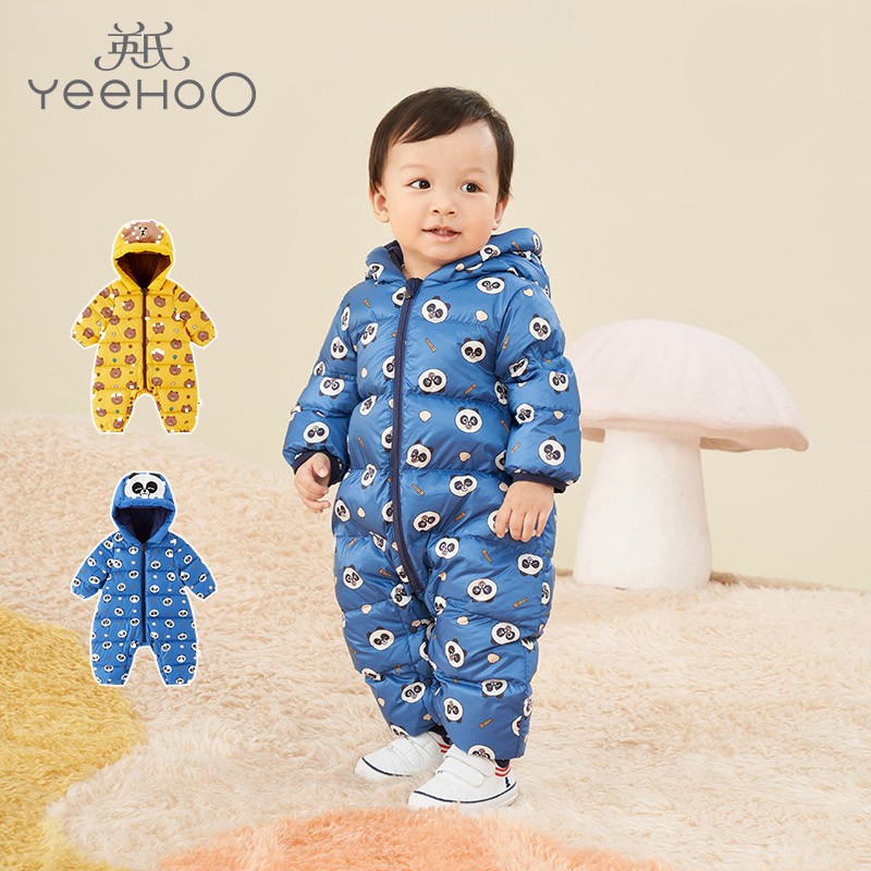 英氏婴儿羽绒连体衣连帽哈衣