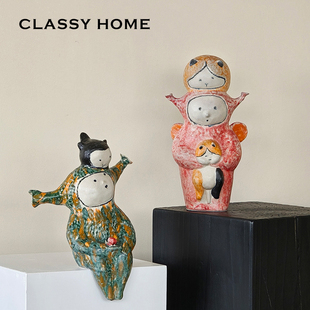 陶艺师原创【肩上星辰】手工陶瓷艺术桌面摆件侘寂风中古雕塑送礼