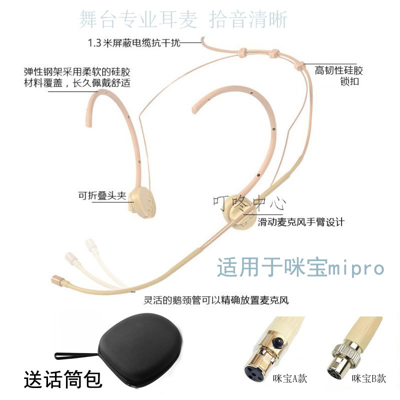适用于咪宝mipro四针耳挂式麦克风/话筒