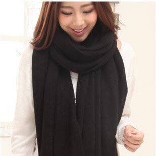 纯色毛线围巾韩国秋冬女士空调披肩两用针织加长加厚韩版围脖
