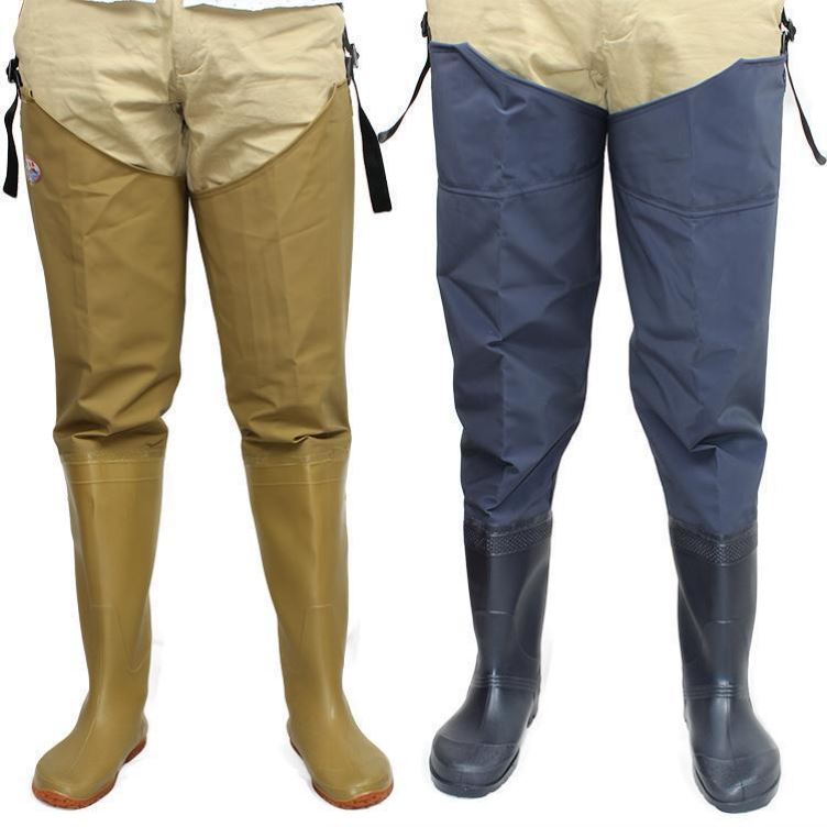 加厚半身下水裤齐腰防水裤捕鱼叉鱼钓鱼服农田水田水鞋高筒插秧靴