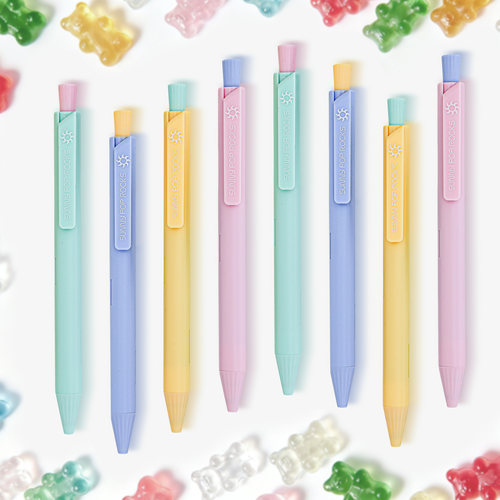 东米日光跳跳糖果色外壳按动按压式中性笔水笔签字笔刷题笔黑色0.5mm速干浓黑笔双珠cs笔头高颜值学生专用