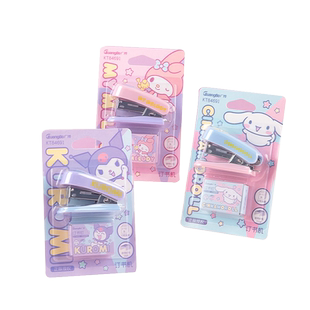 广博正版三丽鸥丑鱼汉顿迷你小号小型订书机订书器12号钉书订库洛米美乐蒂大耳狗玉桂狗办公学生用