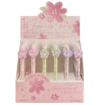 尤美花开半夏热可擦笔按动按压式中性笔水笔签字笔蓝色0.5mm蓝笔小学生用