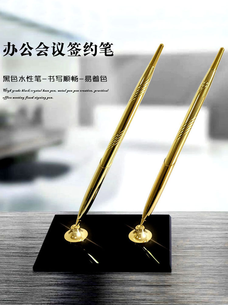 사무실 회의용 시그니처 펜 2개 블랙 크리스탈 베이스 시그니처 펜 크리에이티브 비즈니스 메탈 수성 데스크 펜