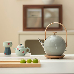 电热壶烧水壶不锈钢提梁壶家用茶壶大容量复古茶具泡茶壶