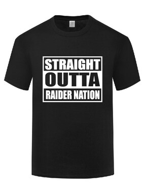 滑稽搞笑短袖圆领棉T恤男宽松大码 Straight Outta Raider Nation