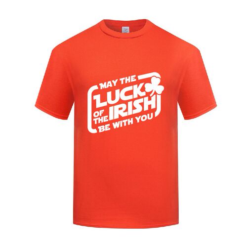 滑稽搞笑短袖棉T恤男宽松May The Luck of The Irish Be with You