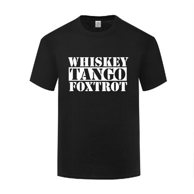 搞笑滑稽军事幽默短袖圆领棉T恤男宽松大码 Whisky Tango Foxtrot