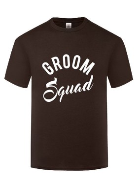 新款创意短袖圆领T恤男宽松大码 Groom Squad 新郎单身汉丈夫搞笑
