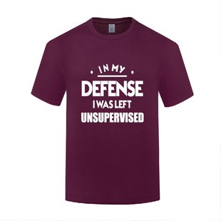 滑稽幽默笑话礼物T恤男 In My Defense I was Left Unsupervised