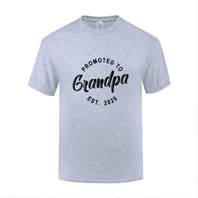 新款短袖T恤男Promoted to Grandpa Est 2020 滑稽新奇父亲节礼物
