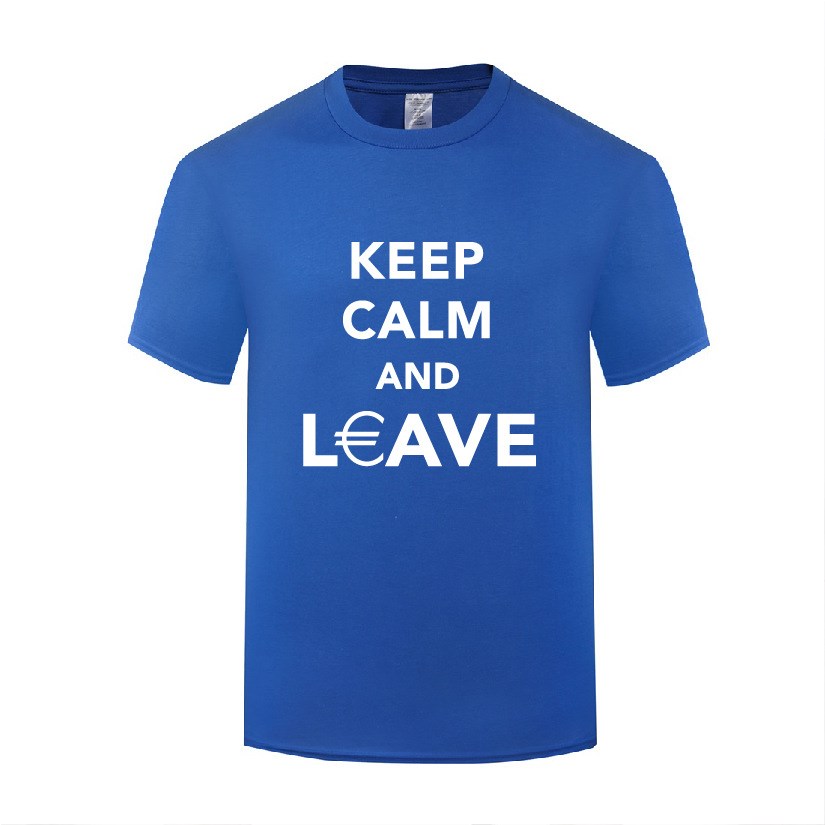 新款创意英国脱欧棉T恤男宽松 UK EU Referendum Leave Keep Calm