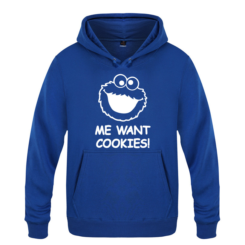 秋冬新款男式连帽卫衣 COOKIE MONSTER甜饼怪 ME WANT COOKIES!