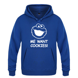 秋冬新款男式连帽卫衣 COOKIE MONSTER 甜饼怪 ME WANT COOKIES!