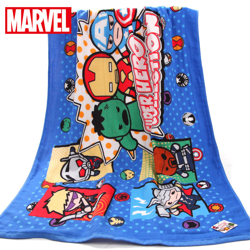 disney/迪士尼正品marvel漫威超级英雄大集合纱布棉成人吸水浴巾