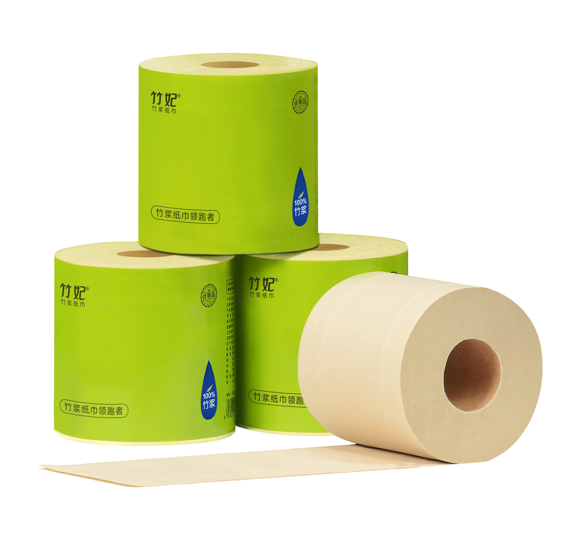 竹妃有芯卷纸4卷150g3层 竹浆家用卫生纸厕纸