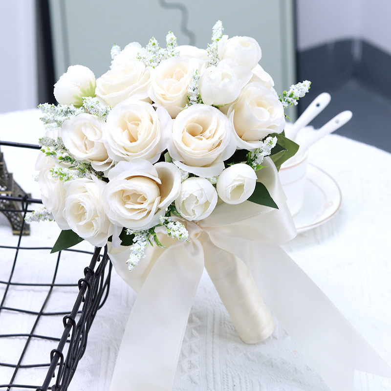 结婚领证仿真手棒花装饰新娘伴娘玫瑰假花婚礼婚纱摄影道具手礼花