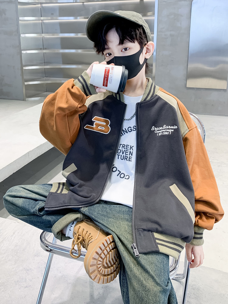 소년 야구 유니폼 재킷 봄 가을 겨울 2024 새로운 면화 아동 캐주얼 재킷 서양식 잘 생긴 탑