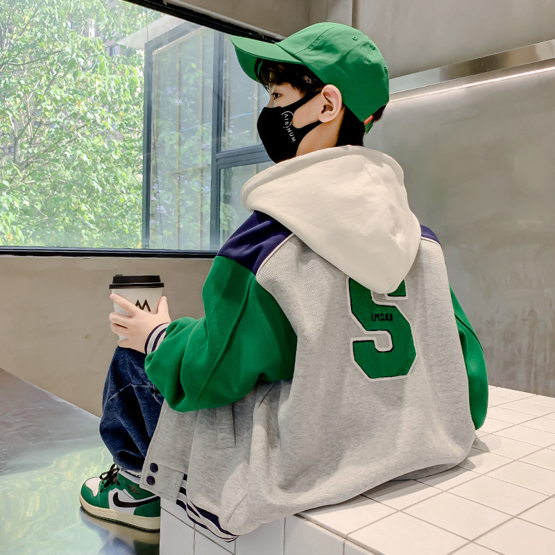 소년 봄 가을 재킷 2024 새로운 스타일 서양 캐주얼 아동 야구 유니폼 패션 중년 및 노년층 아동 봄 가을 재킷 거리를 강타