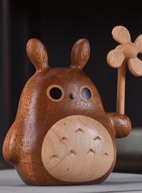 卡通黄风车实木文玩猫玩具汽车