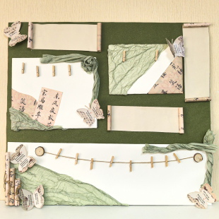 幼儿园森系国风环创材料古风书法主题墙边框教室布置装饰家园联系