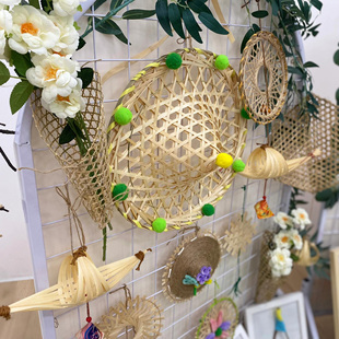 竹编吊饰新中式幼儿园班级布置环创国风大厅挂饰竹排竹条造景材料