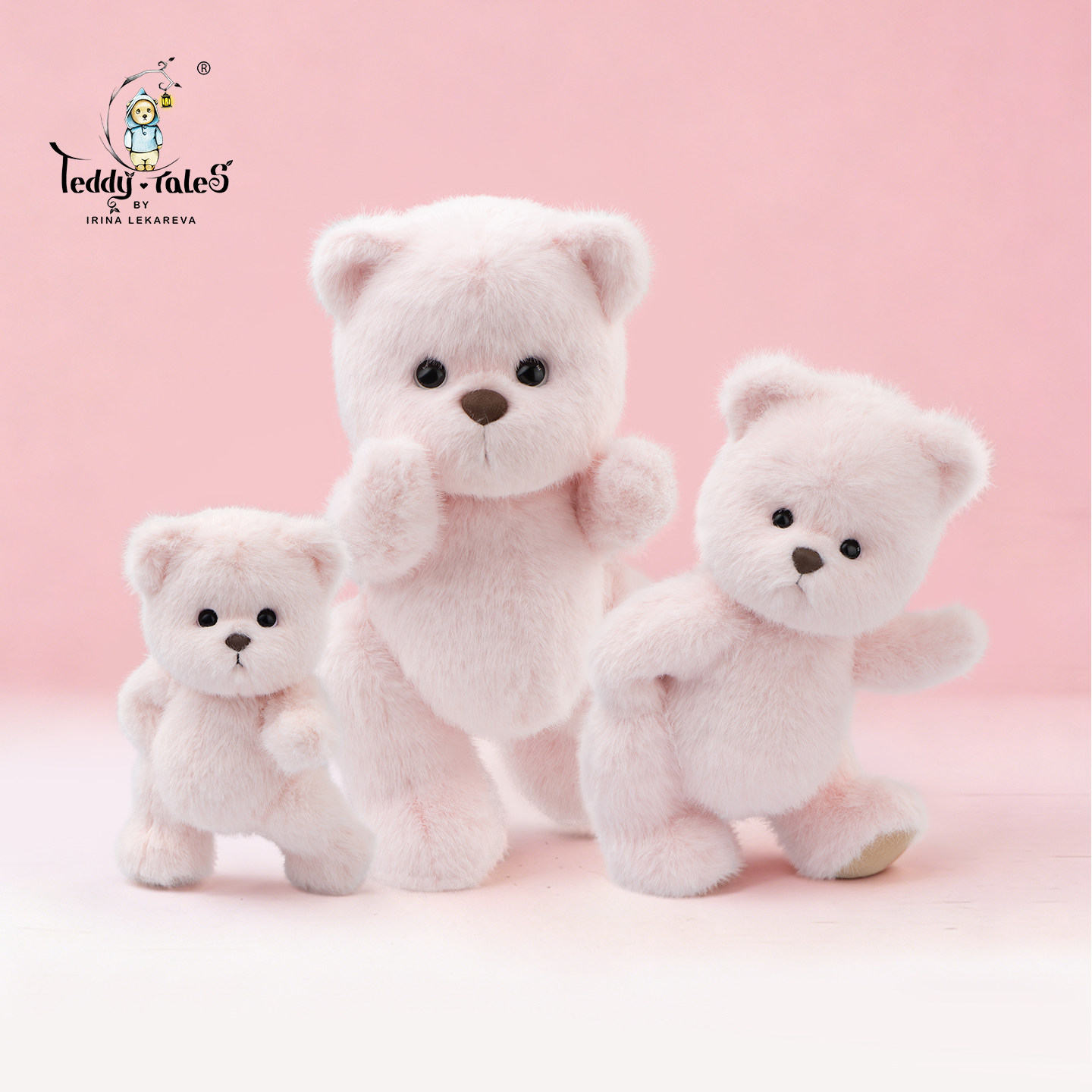 TeddyTales莉娜熊玩偶奶粉色小熊公仔生日礼物送女朋友闺蜜礼盒装