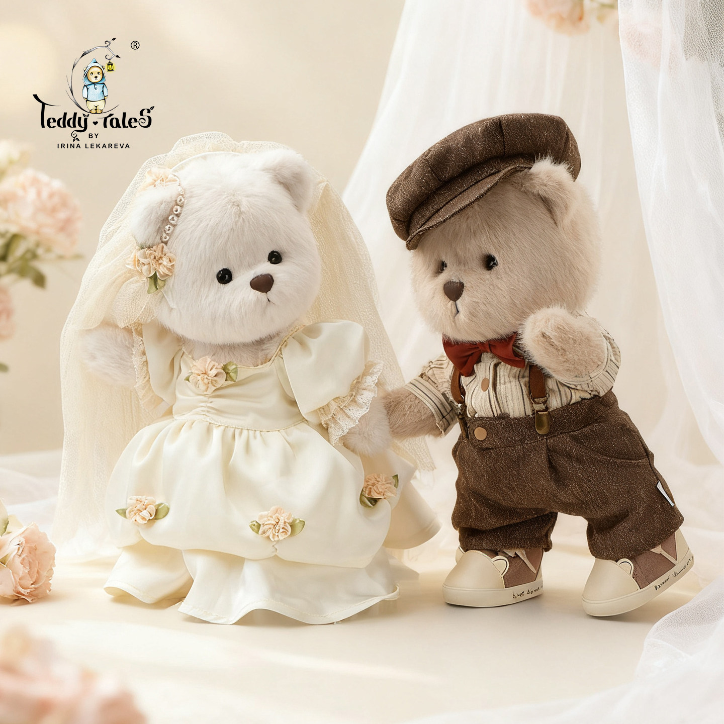 TeddyTales莉娜熊西式法式婚礼压床娃娃情侣订婚玩偶新婚礼物